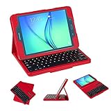 Samsung Galaxy Tab A 9.7 Keyboard Case, TIWKICH Ultra-Thin Bluetooth Keyboard Portfolio Case with Stand Cover for Samsung Galaxy Tab A 9.7-inch SM-T550NZWAXAR Tablet (Red)