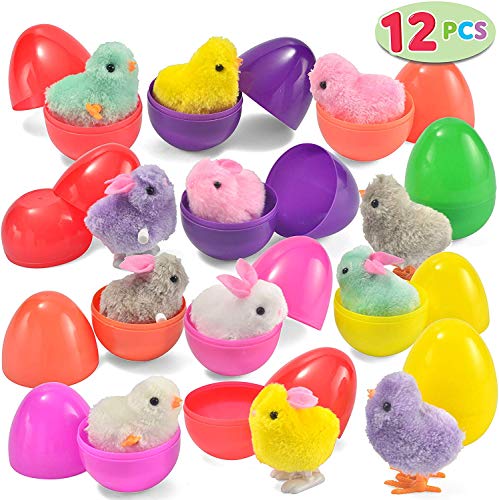 image for Lumiparty 12 Pcs Prefilled Easter Eggs with Plush Wind-Up Rabbits and 