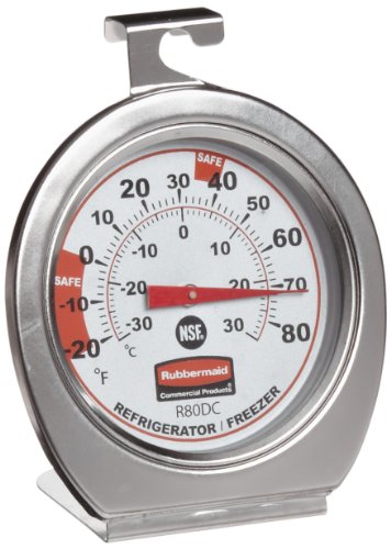 Rubbermaid Commercial R80DC Refrigerator/Freezer Monitoring Thermometer, -20F to 80F