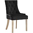 Modway Pose Tufted Performance Velvet Upholstered Dining Chair with Nailhead Trim in Black