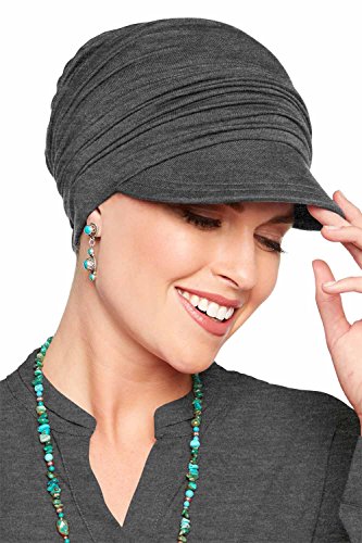 Bamboo Slouchy Newsboy Hat-Caps for Women with Chemo Cancer Hair Loss Luxury Bamboo - Charcoal - Thumbnail 6