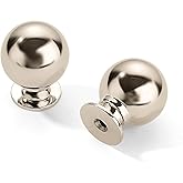 CABDM 2 Pack 1-1/4 Inch Solid Polished Nickel Cabinet Knobs Large Heavy Duty Drawer Knobs Kitchen Cabinet Hardware Vintage Ba