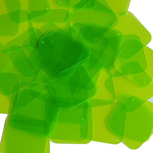 Sequin Square Diamond 1.5 inch Lime Green Transparent See Thru Couture Loose Paillettes. Made in USA.