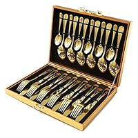 Gold Silverware Set, OGORI 24-Pieces Superior Stainless Steel Flatware Set, Service of 6