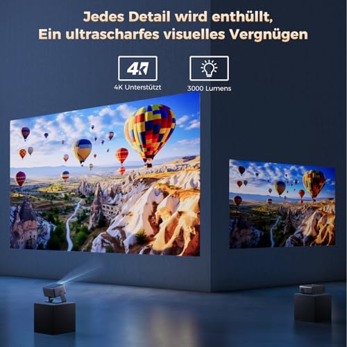 30,000 Lumen Projector Compatible with Netflix AMEELA 1080P Projector with WiFi and Bluetooth, Auto Focus/Trapezoidal Correction 100,000+ Apps & Supported, Dolby Audio, Video Projector for iOS/Android/PS5