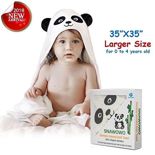 Baby Bath Hooded Towel, Washcloth with Hood, 100% Organic Bamboo, Extra Soft, Absorbent and Hypoallergenic, Perfect Baby Shower Gift, Cute Panda Style, for Newborns Infants Toddlers Kids Boys Girls - Thumbnail 7