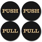 2" Round Push Pull Door Signs (Black-Gold) - 2 sets