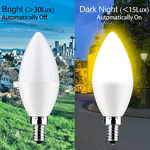 Dusk to Dawn Light Bulb,E12 Candelabra Sensor Light Bulbs Auto On/Off