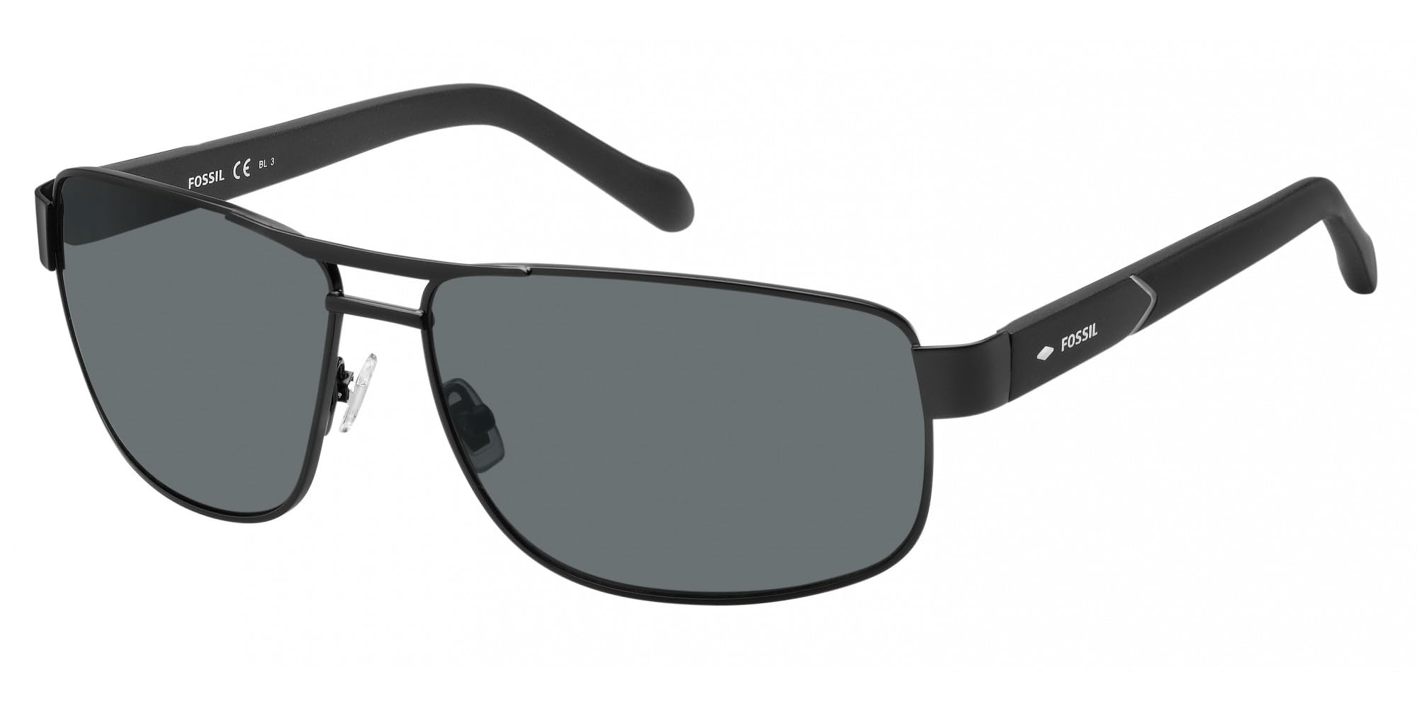 Fossil FOS3060s Gafas de sol rectangulares para hombre, NEGRO MATE/GRIS, 63 mm
