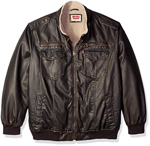 Levi s men s vintage deer faux leather aviator bomber w…