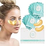 (16 Pairs) 24K Gold Under Eye Mask: Hydrating Collagen Undereye Gel Patches - Anti Wrinkle Moisturizing Eye Pads - Brightening Skin Care Treatment for Puffy Eyes, Dark Circles, Wrinkles, Eye Bags