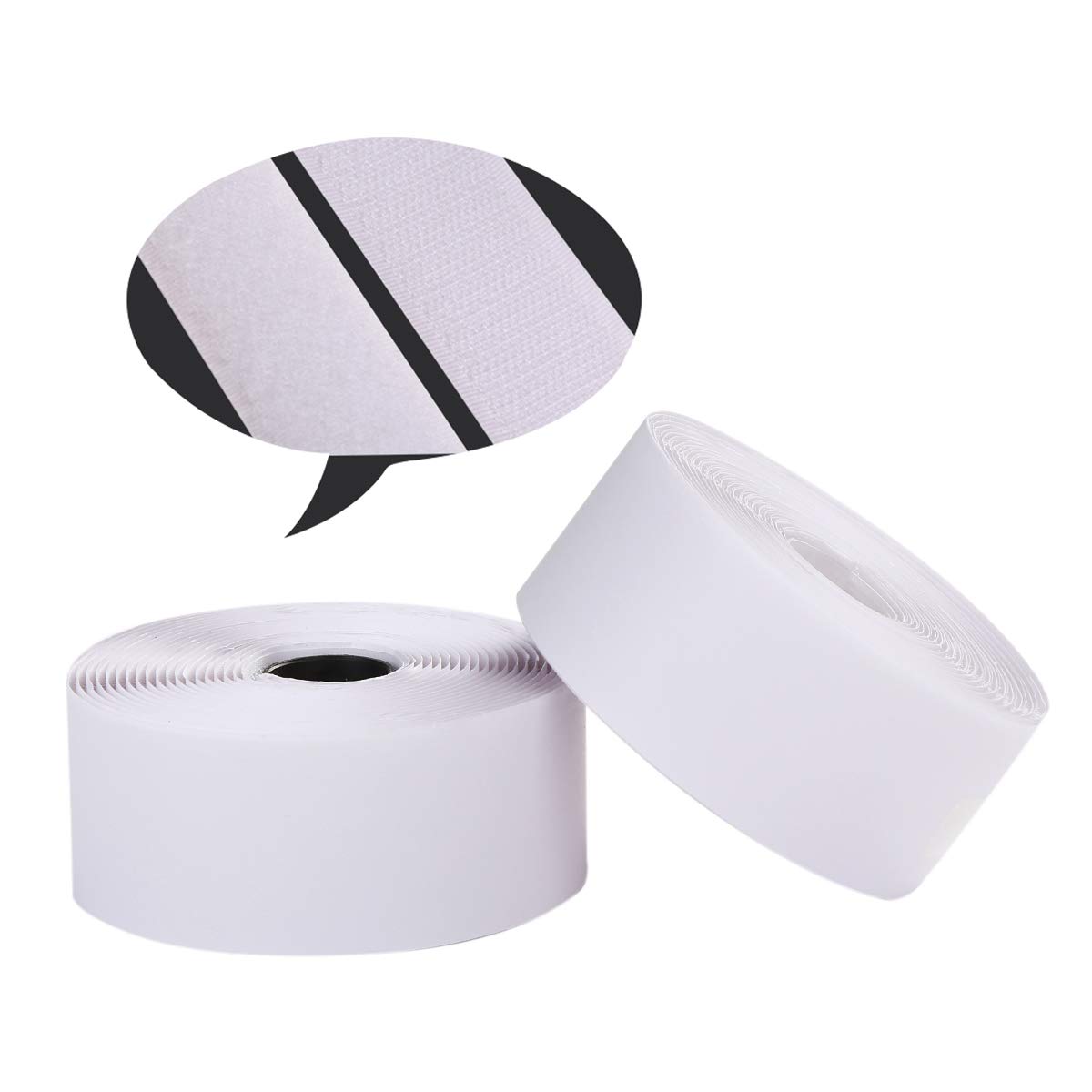 Self Adhesive Hook and Loop Strip Tape 50mm (2 Inch) Wide Double Sided White Hook and Loop Fastener for Picture and Tools Hanging Pedal Board Fastening 5 Yard