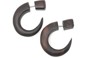 UMBRELLALABORATORY Tribal Organic Wooden Earrings Fake Gauges Sold As Pair bohemian jewelry beach tropical tattoo