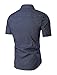Allegra K Men Short Sleeves Cotton Polka Dots Shirt Blue M