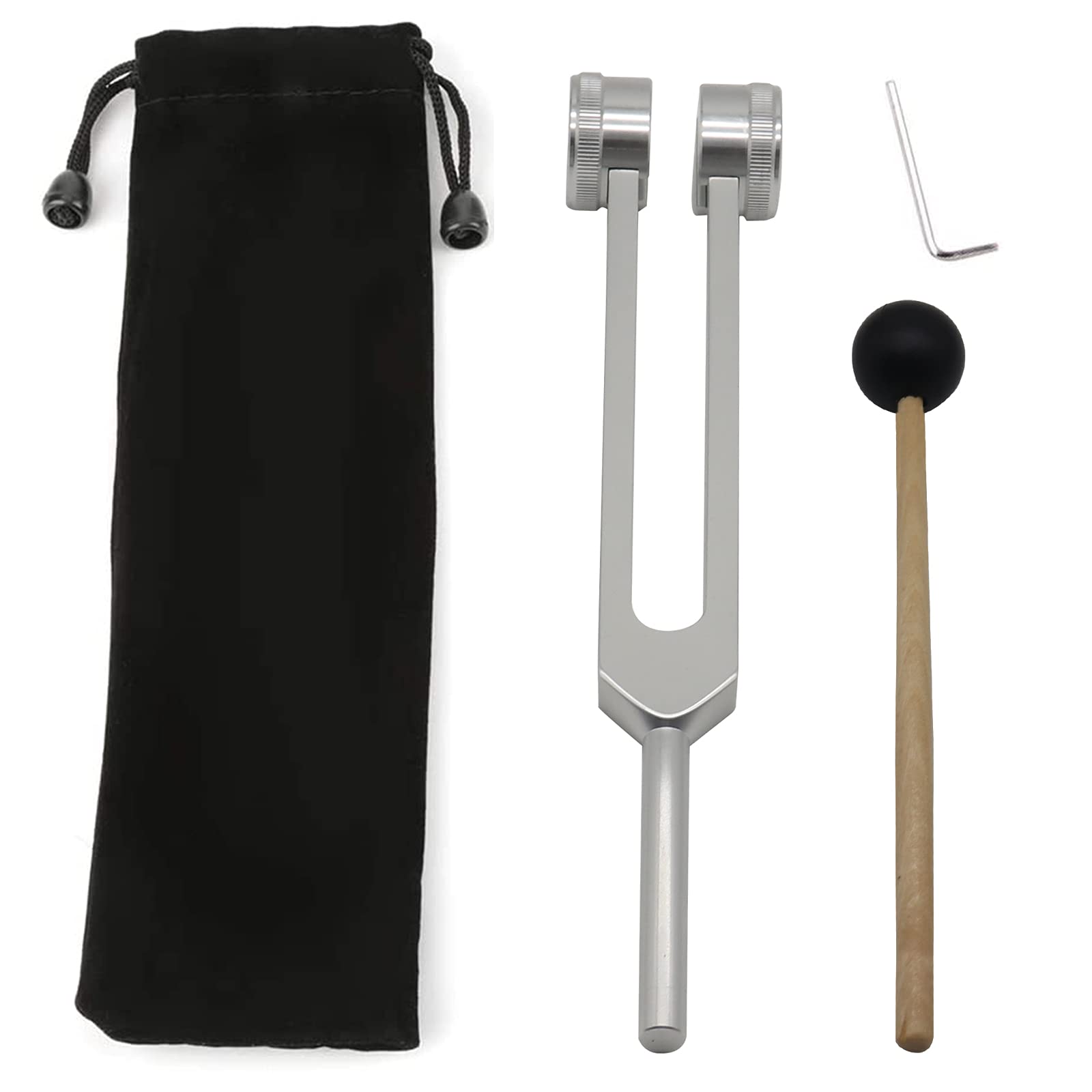 Aluminum Alloy Tuning Fork WorthPlanet 128Hz Non-Magnetic Chakra Hammer Ball Diagnostic Ear Tuning Fork Sensory Tuning Fork with Soft Black Storage Bag for Healing Meditation Sound Therapy W150003