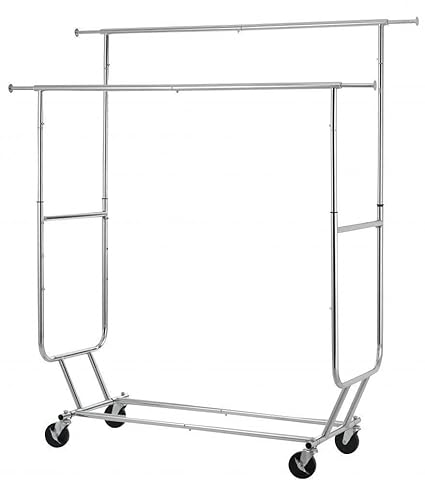Clothing Wardrobe Storage Adjustable Heavy Duty Double Clothes