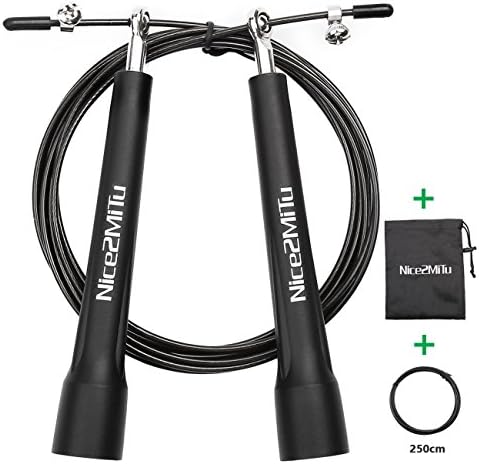 Jump Rope - Premium Quality - Nice2MiTu Best for Boxing MMA Fitness Training, Skip Training and Personal Fitness- Speed - Adjustable- 100% Replacement