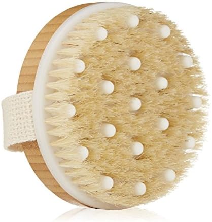 Dione Dry/Wet Bath Back Brush, Natural Bristles Remove Dead Skin &amp; Rubber Nub Exfoliates for Cellulite, Circulation, Bath and Shower Brush for Men and Women