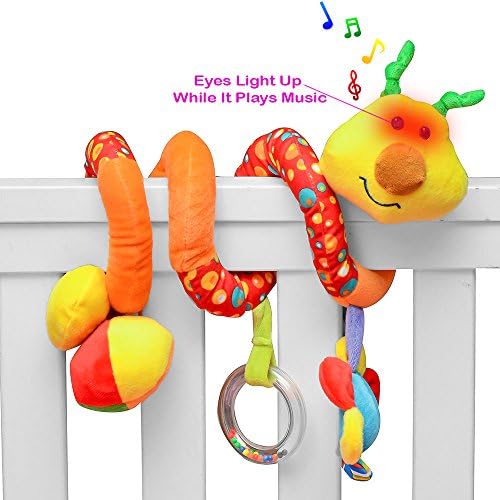 PlayBoom Giraffe Baby Crib Toy with Light &amp; Music | Wraps Around Crib Rails or Stroller | Musical Baby Toys for Babies 3 to 6+ Months | Great Gift for Baby Shower