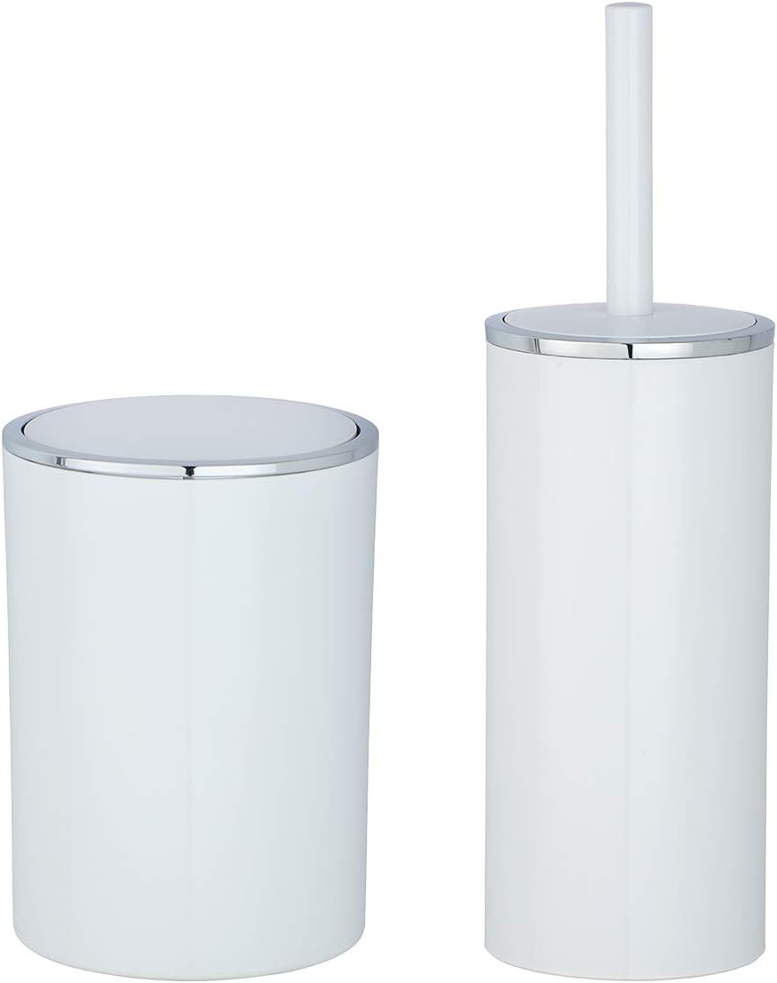 Wenko" Inca Swing Cover Bin, ABS, White/Chrome, 18.5 x 18.5 x 25.5 cm, 5 L - Image 4