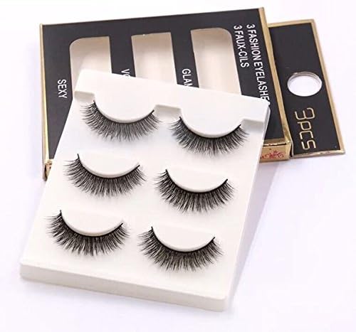 Sunniess Hair&reg; High Quality Imported Fiber 3D Mink False Eye lashes Handmade Reusable Long Cross Makeup Natural 3D Fake Thick Black EyeLashes 3 Pairs(3D-04)