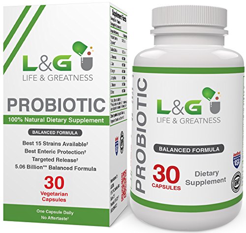 L&G Ultra Flora 7 Strain Probiotics Supplement for Constipation Bloating IBS Relief and Candida Cleanse. Acid Resistant – Time Released Probiotics for Women and Men Capsules - 30 Day Supply
