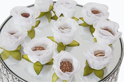Wedding Chocolates Wrapper - Luxury Wedding - Handmade Fabric Truffle Cups, Truffle Liners, Truffle Wrappers - Pack of 20 - Truffilio (White Button Rose)