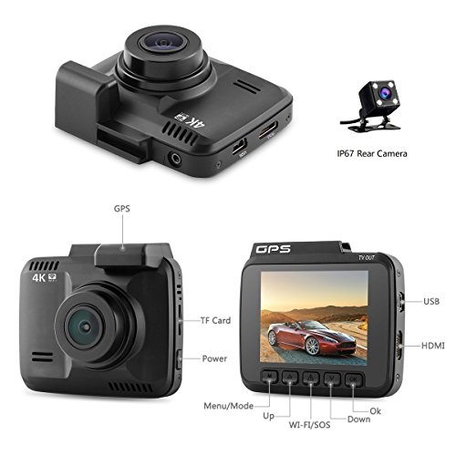Lifechaser Dual Dash Cam Car Camera 4K UHD WIFI GPS Night Vision 150° with Front and Rear Camera, 2.4" LCD, Parking Mode, Time Lapse, WDR, G-Sensor, Loop Recording for Cars, Trucks - Thumbnail 6
