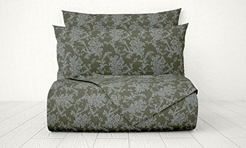Xara Luxury 33247 4 Piece Damask 1800 Series Printed Cotton Essential Embossed Tone on Tone Bed Sheet Set, Queen, Dark Grey