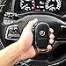 VILLSION Universal Car Key Holder Genuine Leather Case with Stainless Steel Hook Remote Key Fob Case with Metal Zipper Keychain Suit for Men Women, Black