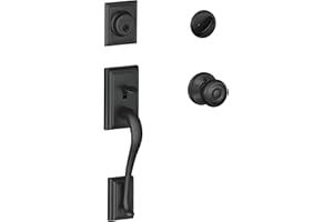 Schlage F60 ADD 622 GEO Addison Front Entry Handleset with Georgian Knob, Deadbolt Keyed 1 Side, Matte Black
