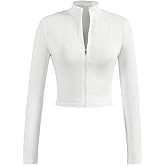 SOLY HUX Women's Full Zip Workout Running Crop Tops Athletic Jacket Long Sleeve Yoga Cropped Tee Shirts