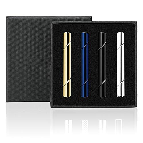 MOZETO Tie Clip, 4pcs Fashion Elegant Style Tie Bar Set for Regular Ties, Luxury Package, Gift for Men