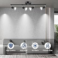 HURYEE Track Lighting Kit, 4 Head Foldable Ceiling