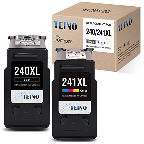 TEINO Remanufactured Ink Cartridges Replacement for Canon PG-240XL 240 XL CL-241XL 241 XL for Canon PIXMA MG3620 TS5120 MX532 MG3520 MX452 MX472 MX432 MG2120 MG3222 (Black, Tri-Color, 2 Pack)