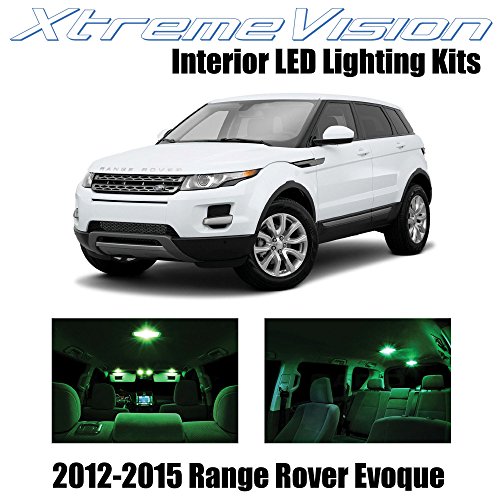 XtremeVision Land Rover Range Rover Evoque SUV 2012-2015 (9 Pieces) Green Premium Interior LED Kit Package + Installation Tool