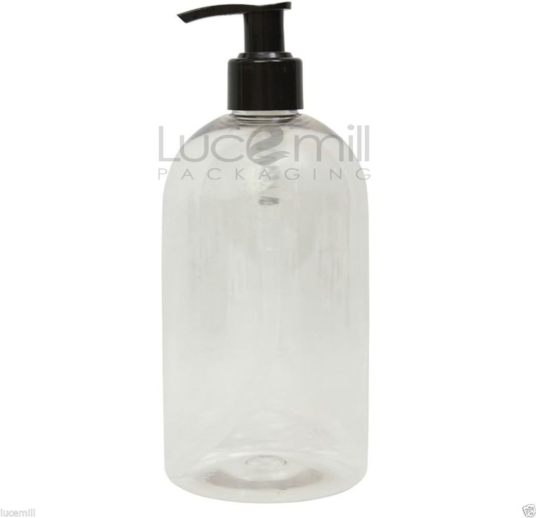 500ML Clear PET Empty Plastic Bottle with Black Lotion Pump Dispenser - Recyclable (5)