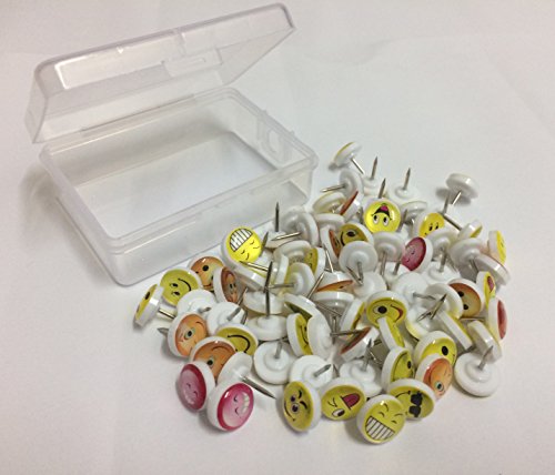 Emoji Push Pins Smiley Face Thumb Tacks Colorful 80/170 Pcs Set with Box (80pcs)