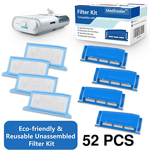 Medihealer DreamStation Filter Kit - 52 Pack CPAP Filters With Reusable Frame
