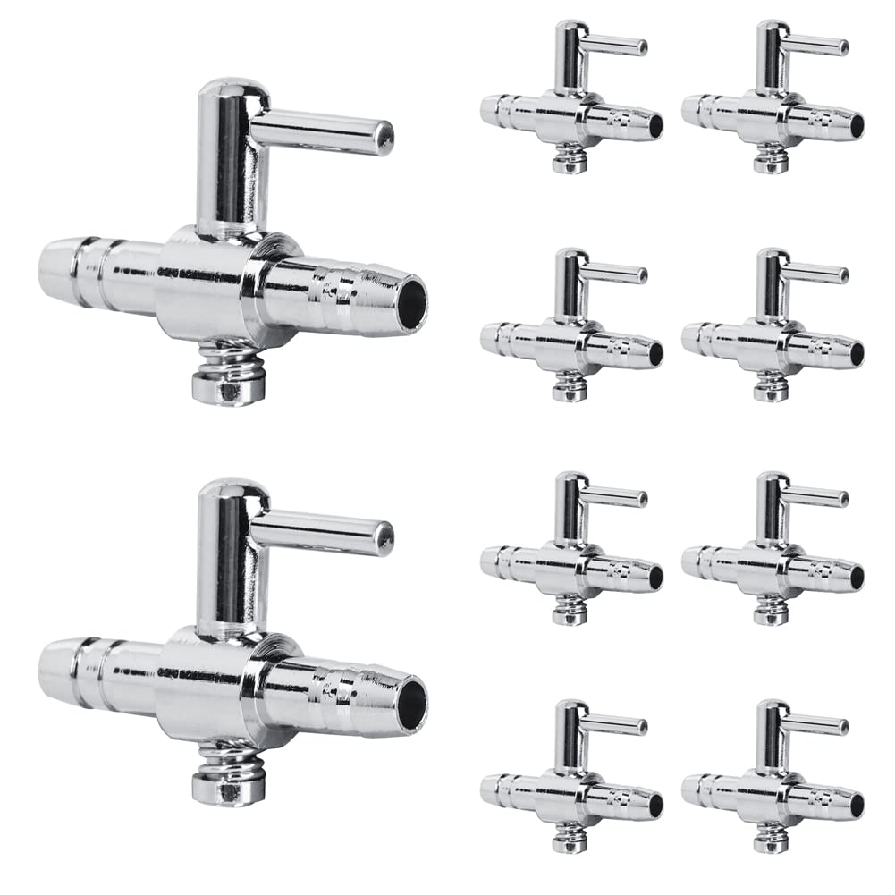 10PCS Stainless Steel Aquarium Valve Oxygen Pump Air Volume Adjustment Check Single Open Regulating Valve Air Control Valve Fish Tank Accessories