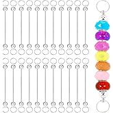 Flohayo 20Pcs Metal Beadable Keychain Bars, Detachable Blank Silver Charm Keychains for Jewelry Making
