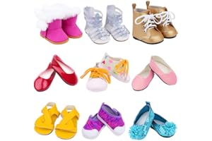 ZITA ELEMENT 9 Pairs of Shoes Fit for American 18 Inch Girl Doll Shoes Including Snow Boots, Leather Shoes, Sandals, Slipper