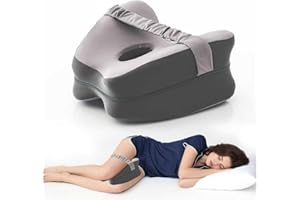 RQUXMT Knee Pillow for Side Sleepers, Memory Foam Leg Pillow for Side Sleeping, Cooling Knee Pillow with Strap for Hip Pain, Back Pain, Sciatica Pain Relief, Spine Alignment (Cooing-Light Grey)