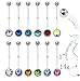 The Jewelry Archivist Flexible Pregnancy Maternity Navel Belly Ring Barbell with Choice of Colorful Birth Month Gem Stone