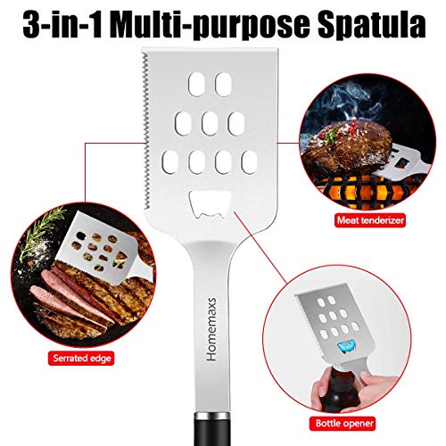 image for Homemaxs Grill Tools，BBQ Tools Set 5pcs with Case for Men, Stainless