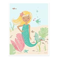 Sea Urchin Studio Mermaid Blonde Art Poster, Pastel, 12" x 16"