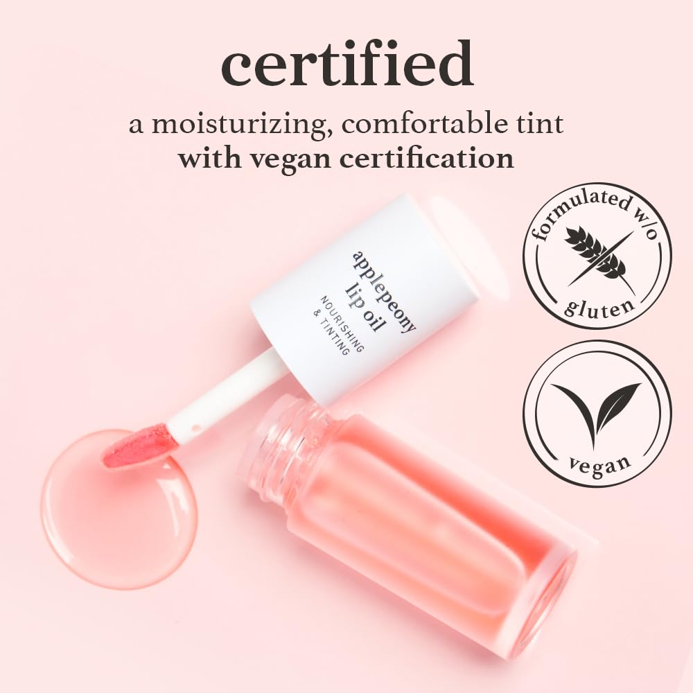 NOONI Korean Lip Oil - Applepeony | Long-Lasting, Moisturizing, Plumping, Revitalizing for Dry Lips, Waterproof, No Peel Off, Hydrating, Nourishing Crystal Clear, Stocking Stuffers 0.12 FL Oz