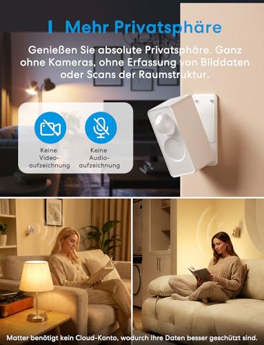 Meross Matter Over Thread Presence Sensor, Wireless WLAN Motion Sensor Indoor and Outdoor IP67, Smart Presence Sensor with mmWave, PIR, Light, Compatible with Home Assistant, HomeKit, Alexa, Google