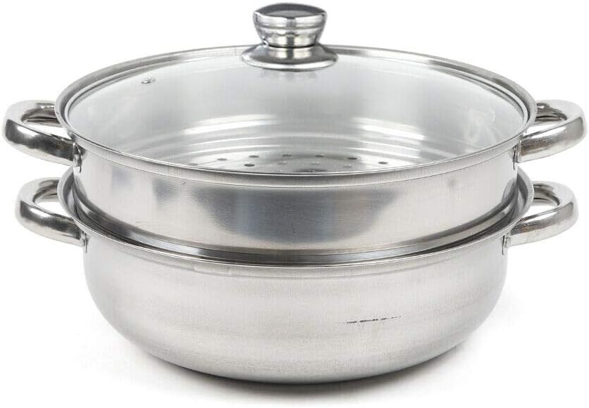 Pot StoveTop Vegetable Rice Cooking Kitchen Cookware Stainless Steel Steamer Set,2 Tier Steamer Cooker Steam Pot Set Kitchen Cookware