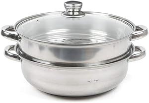 Pot StoveTop Vegetable Rice Cooking Kitchen Cookware Stainless Steel Steamer Set,2 Tier Steamer Cooker Steam Pot Set Kitchen Cookware